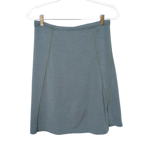 SMARTWOOL Grey Merino Wool Sanitas Asymmetrical A-Line Skirt Women's Medium - Picture 2 of 6